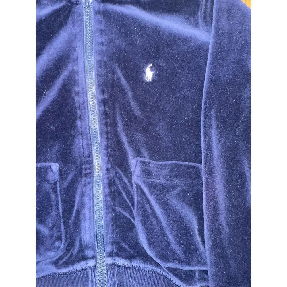 Ralph Lauren velour zip-up hoodie jacket Blue girls size 5 toddler